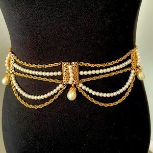 Gold chain linked jewelry belt